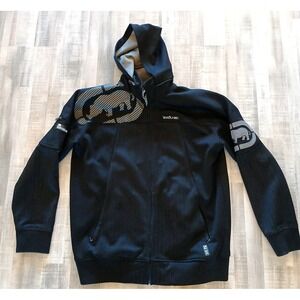 Marc Ecko Cut & Sew Jacket Mens XL Black Full Zip Graphic Streetwear Grunge 90's